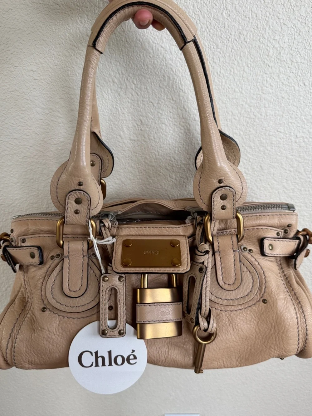 Chloe Paddington Creme 106 Leather Bag Padlock Key Original Tag Y2K Vintage